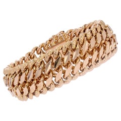 French 1960s Vintage 18 Karat Rose Gold Curb Bracelet