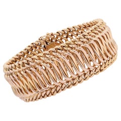 French 1960s Retro 18 Karat Rose Gold Curb Flexible Bracelet