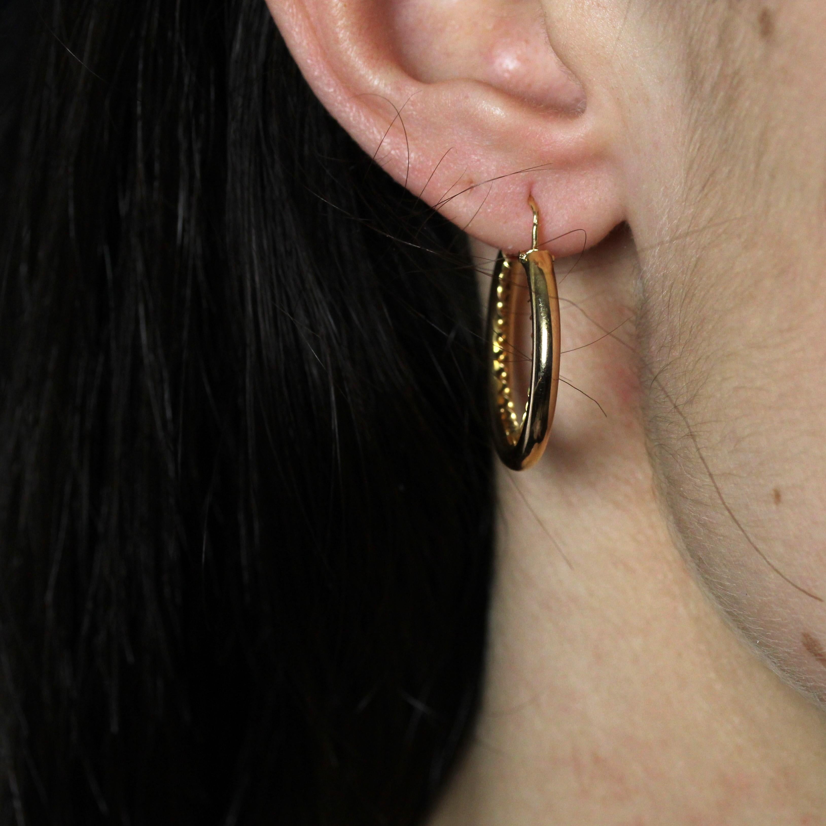 French 1960s Retro 18 Karat Rose Gold Twisted Hoop Earrings For Sale 3