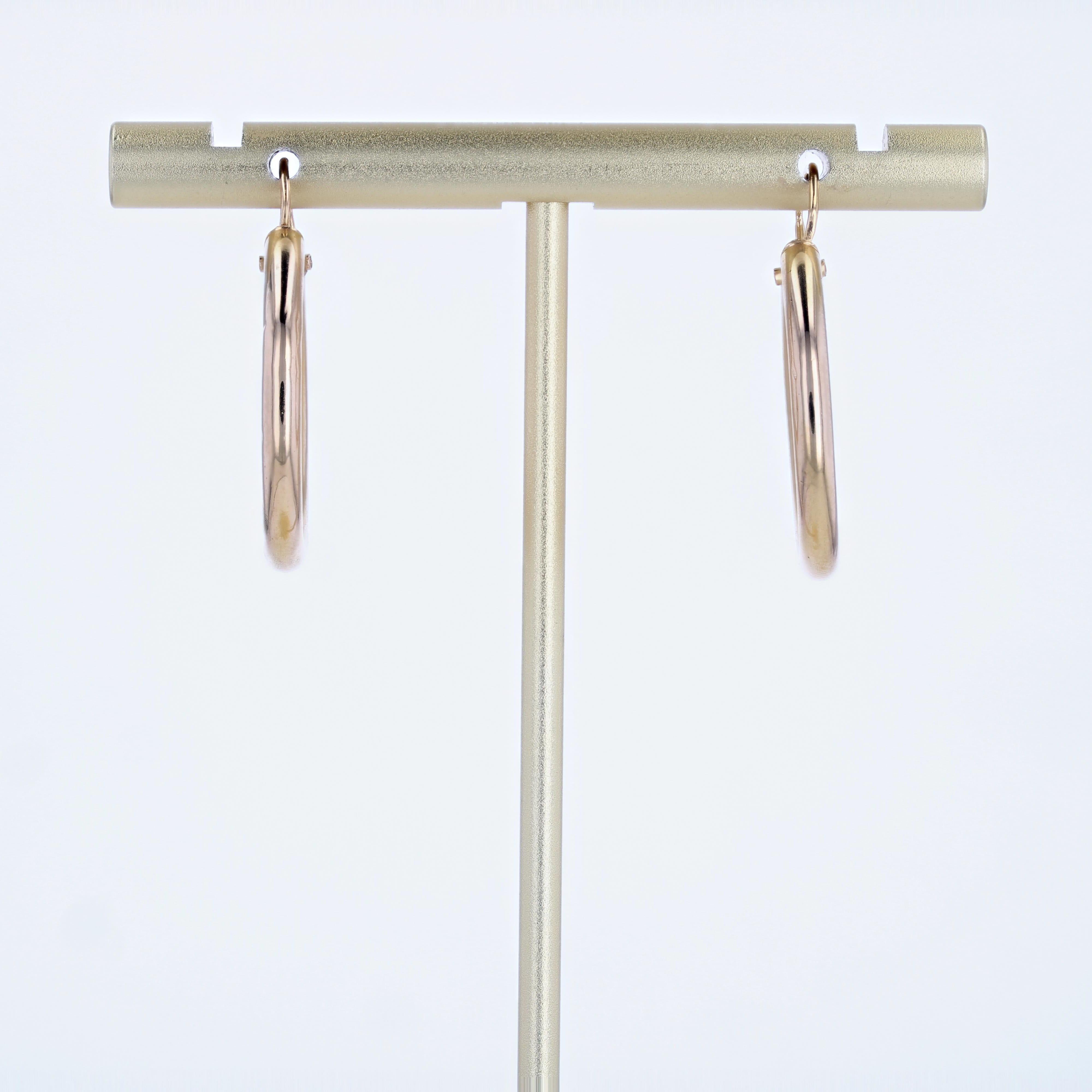 French 1960s Retro 18 Karat Rose Gold Twisted Hoop Earrings For Sale 5