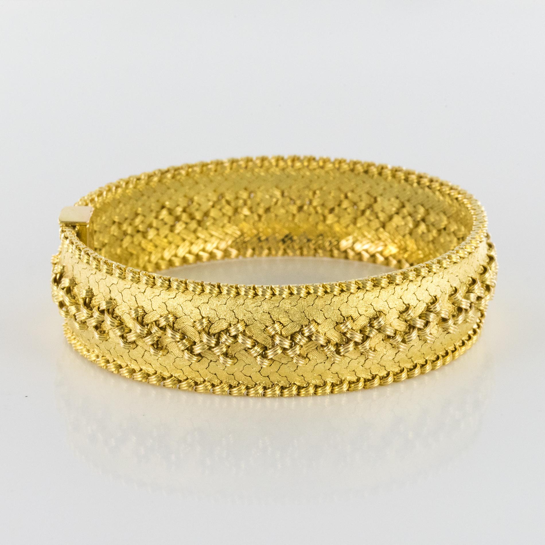 French 1960s Retro 18 Karat Yellow Gold Bracelet 7