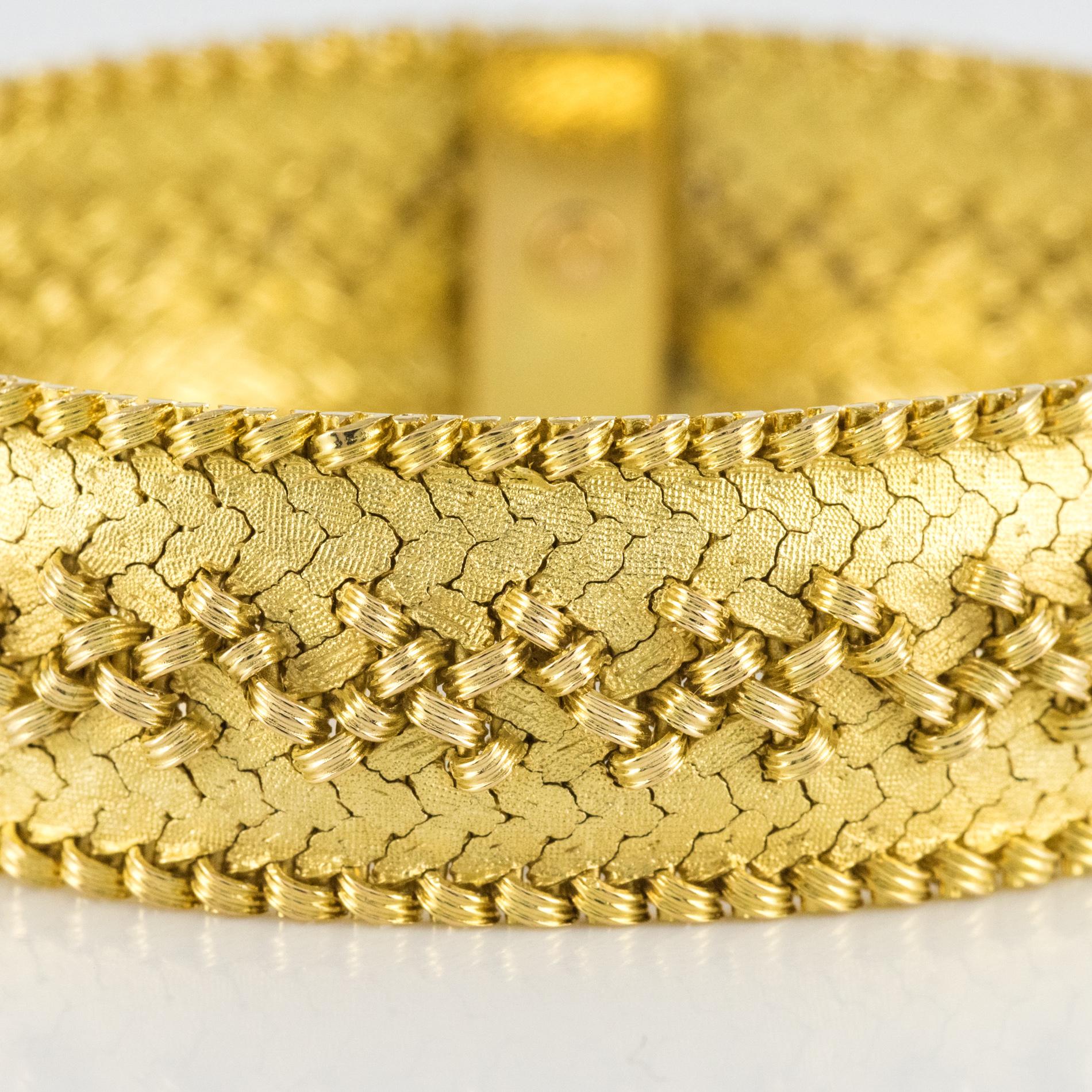 Women's French 1960s Retro 18 Karat Yellow Gold Bracelet
