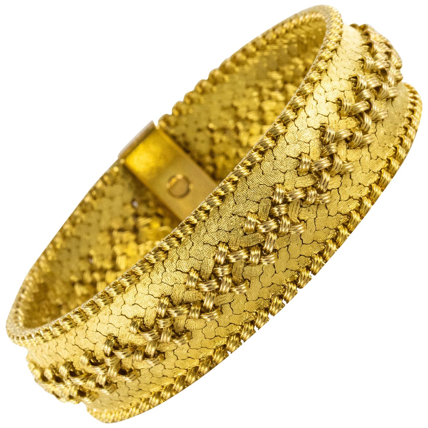 French 1960s Retro 18 Karat Yellow Gold Bracelet