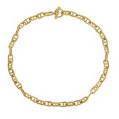 French 1960s Retro 18 Karat Yellow Gold Chiselled Navy Mesh Necklace