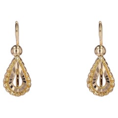 French 1960s Retro 18 Karat Yellow Gold Drop Lever Back Earrings French 1960s Retro 18 Karat Yellow Gold Drop Lever Back Earrings