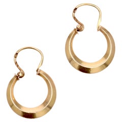 Pendientes de aro de oro amarillo de 18 quilates retro franceses de los años 60