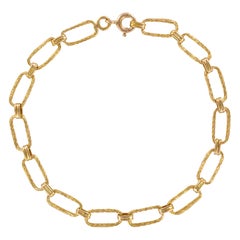 French 1960s Retro 18 Karat Yellow Gold Twisted Links Necklace