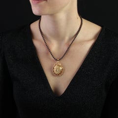 French, 1960s, Ruby Cultured Pearl 18 Karat Rose Gold Locket Pendant