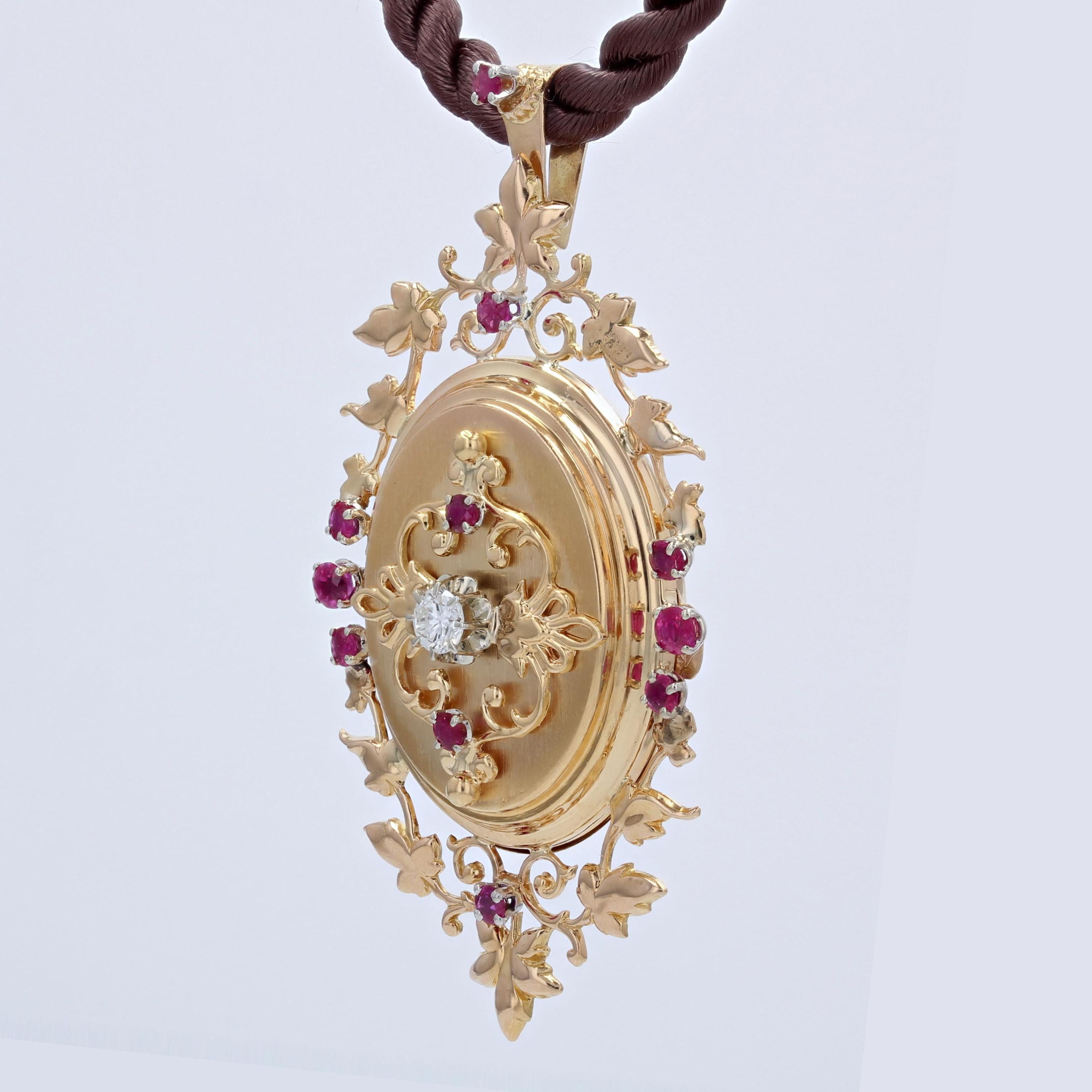 Anhänger aus 18 Karat Roségold mit Rubin und Diamanten aus den 1960er Jahren im Zustand „Gut“ in Poitiers, FR