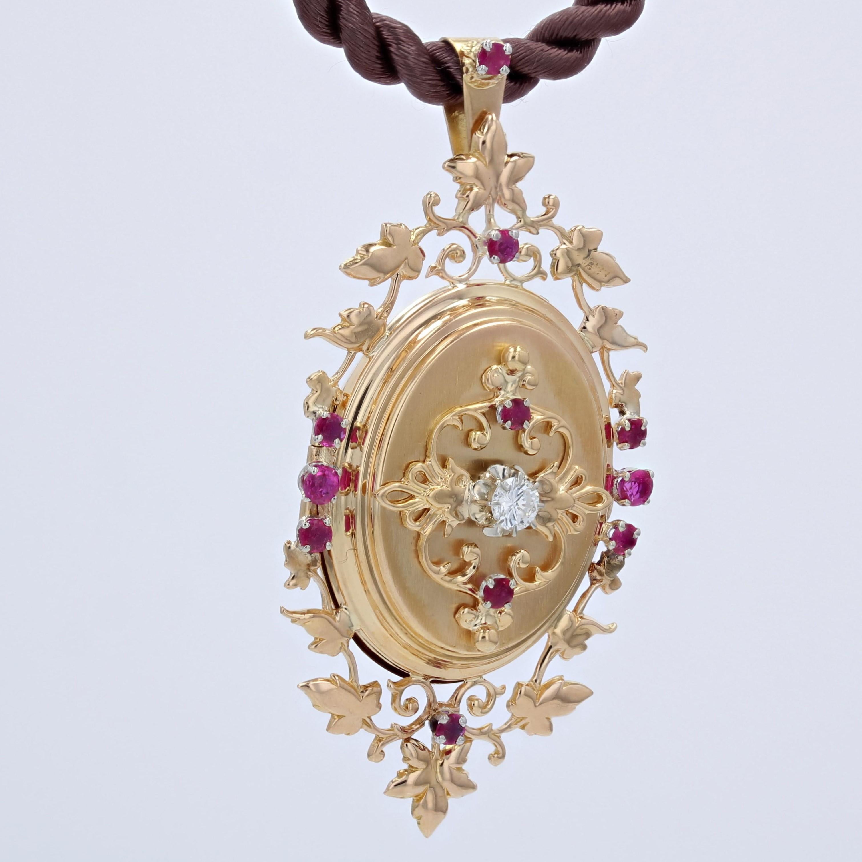 Anhänger aus 18 Karat Roségold mit Rubin und Diamanten aus den 1960er Jahren Damen