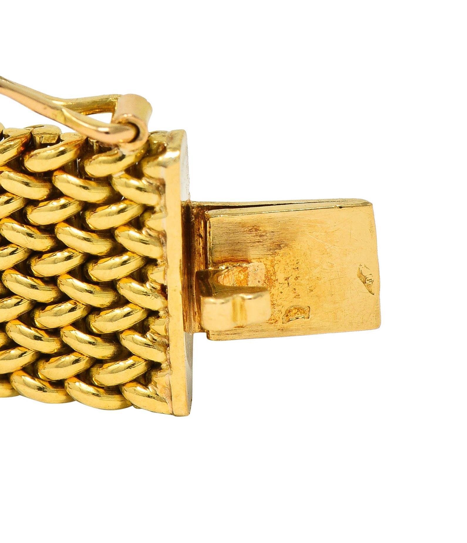 Bracelet vintage tissé en or jaune 18 carats, perles et rubis, France, années 1960 en vente 5