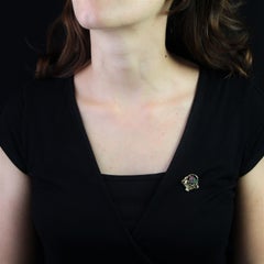 French 1960s Ruby Sapphire Emerald 18 Karat Yellow Gold Bouquet Brooch