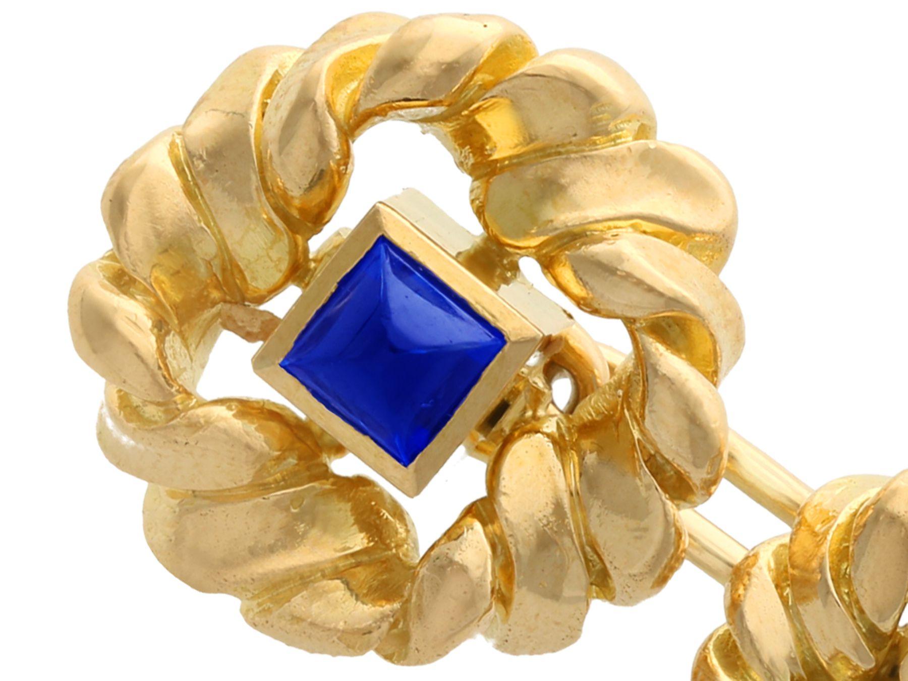 Gemelli con zaffiro 0,60 e oro giallo 18ct di Vanh Clef and Arpels - 1960 In condizioni ottime in vendita a Jesmond, Newcastle Upon Tyne