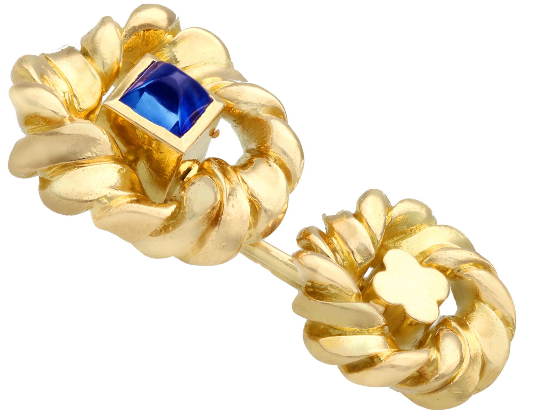 French 1960s Sapphire and Yellow Gold Cufflinks by Van Cleef & Arpels For Sale 1