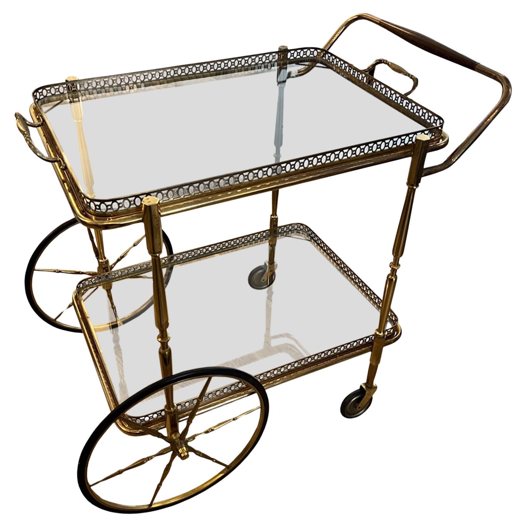 French 1960s Small Bar Cart With Lift Off Tray For Sale