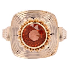 French 1960s Spessartite Garnet 18 Karat Rose Gold Ring