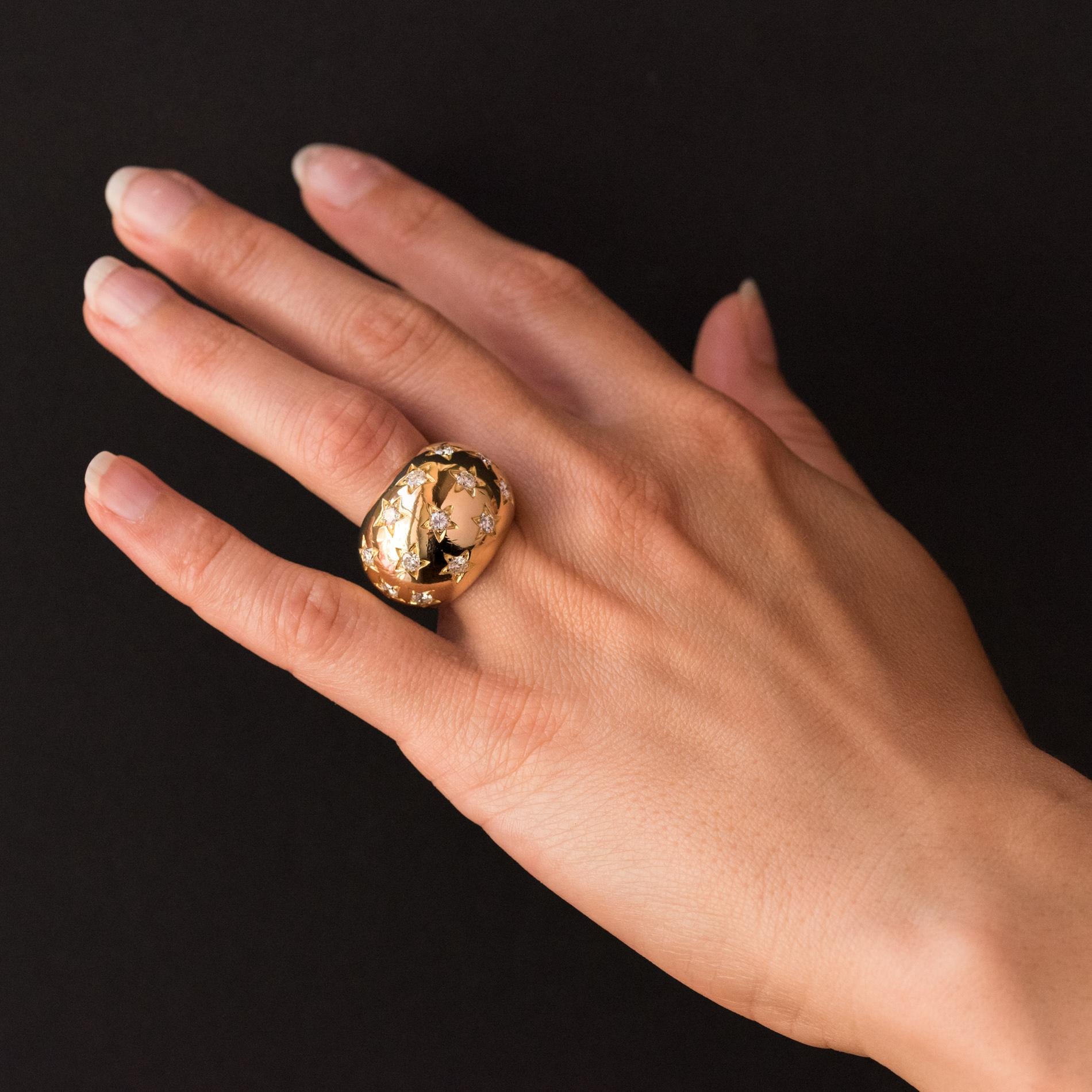 Women's French 1960s Star Setting Brilliant Cut Diamond Ball Ring