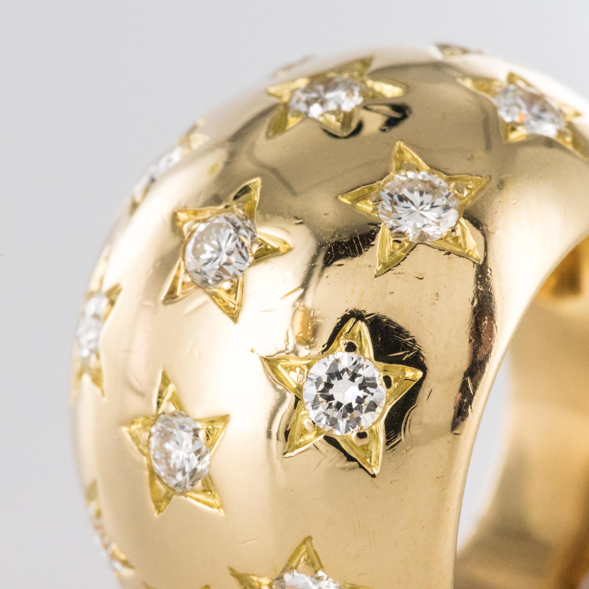 French 1960s Star Setting Brilliant Cut Diamond Ball Ring 1
