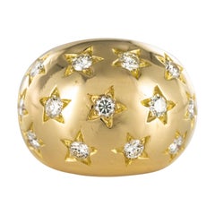 French 1960s Star Setting Brilliant Cut Diamond Ball Ring