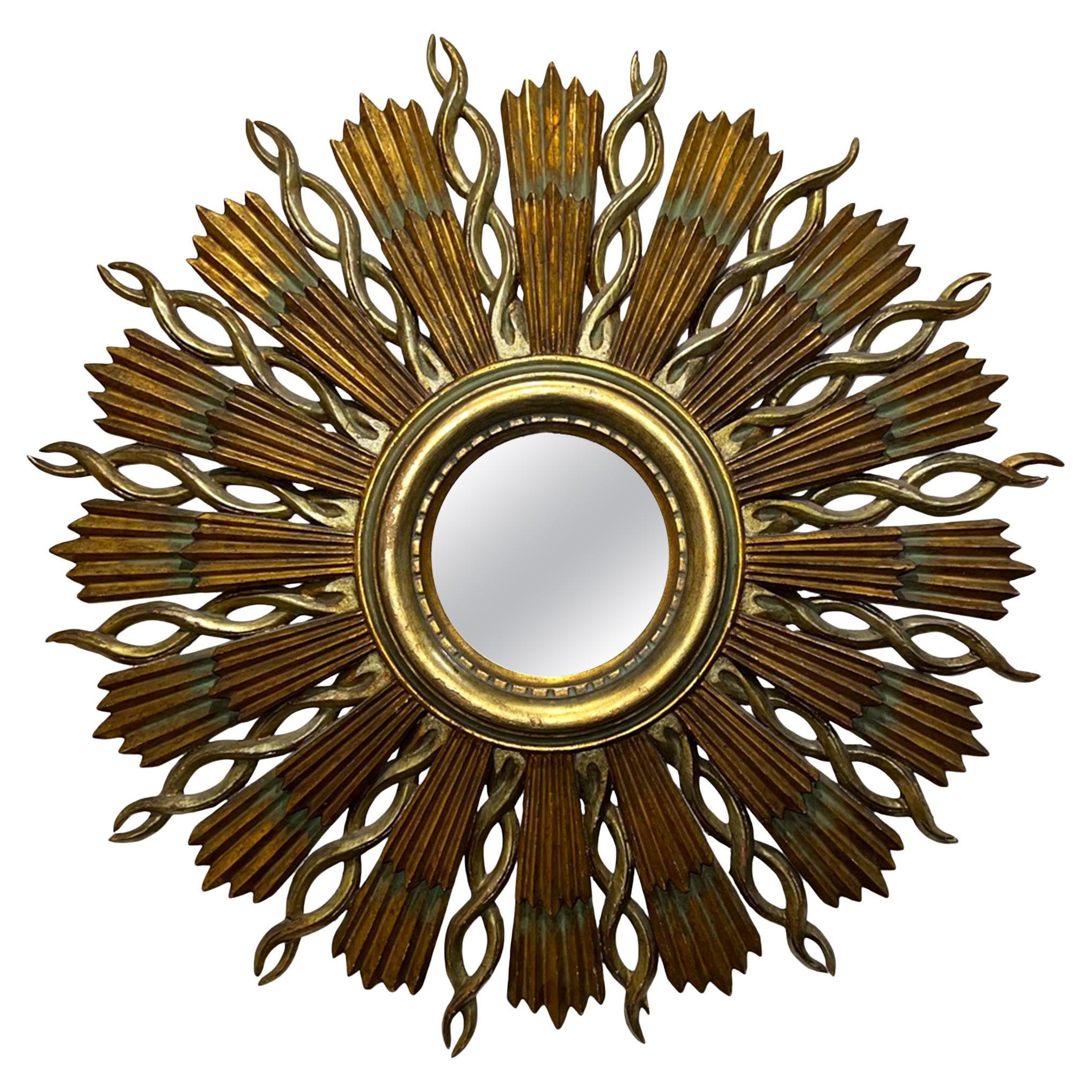 French, 1960s, Sunburst Mirror