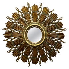 French, 1960s, Sunburst Mirror