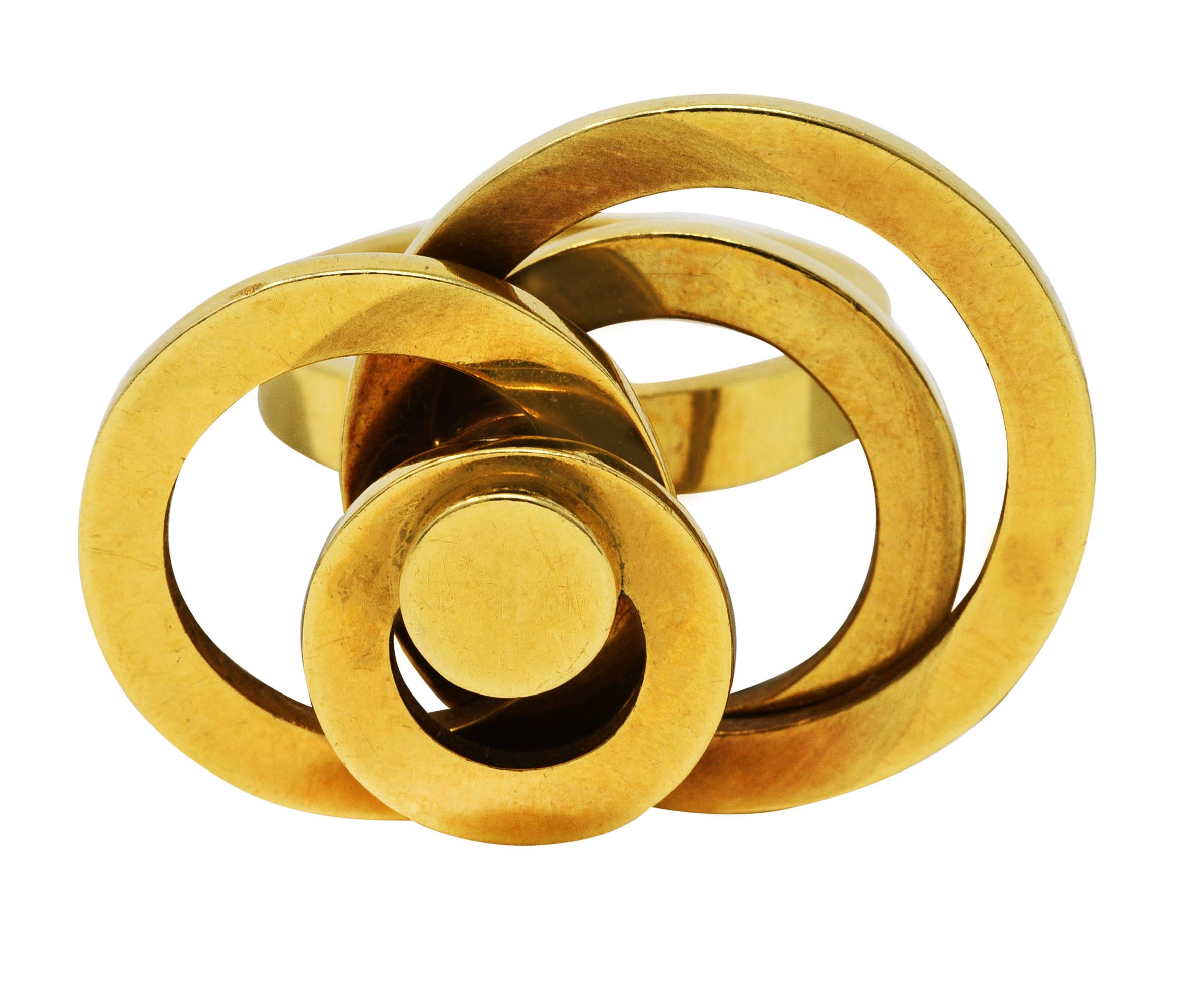 French 1960's Vintage 18 Karat Yellow Gold Fidget Spinner Ring 2