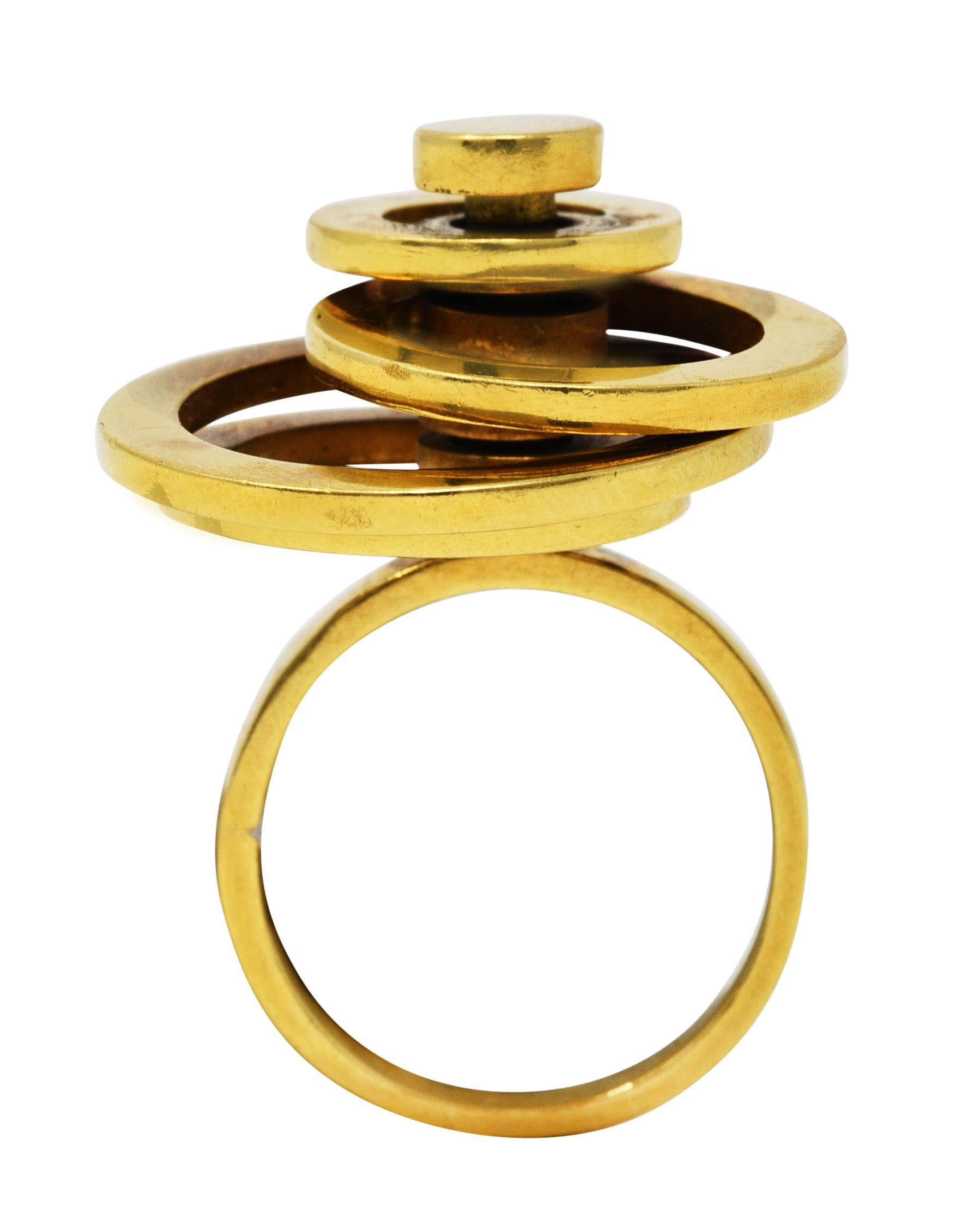 French 1960's Vintage 18 Karat Yellow Gold Fidget Spinner Ring 5