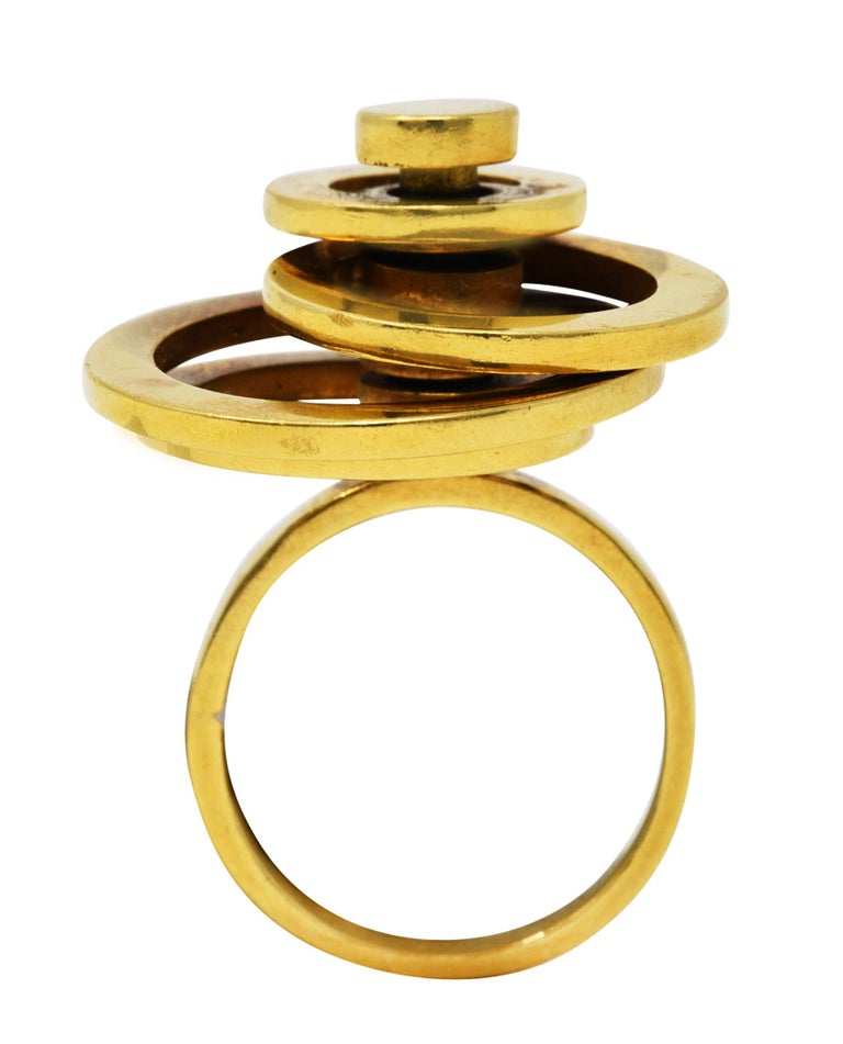 French 1960's Vintage 18 Karat Yellow Gold Fidget Spinner Ring For Sale at  1stDibs