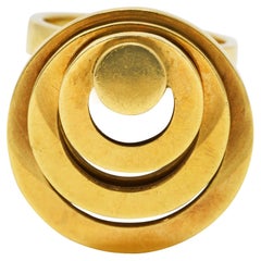 French 1960's Vintage 18 Karat Yellow Gold Fidget Spinner Ring