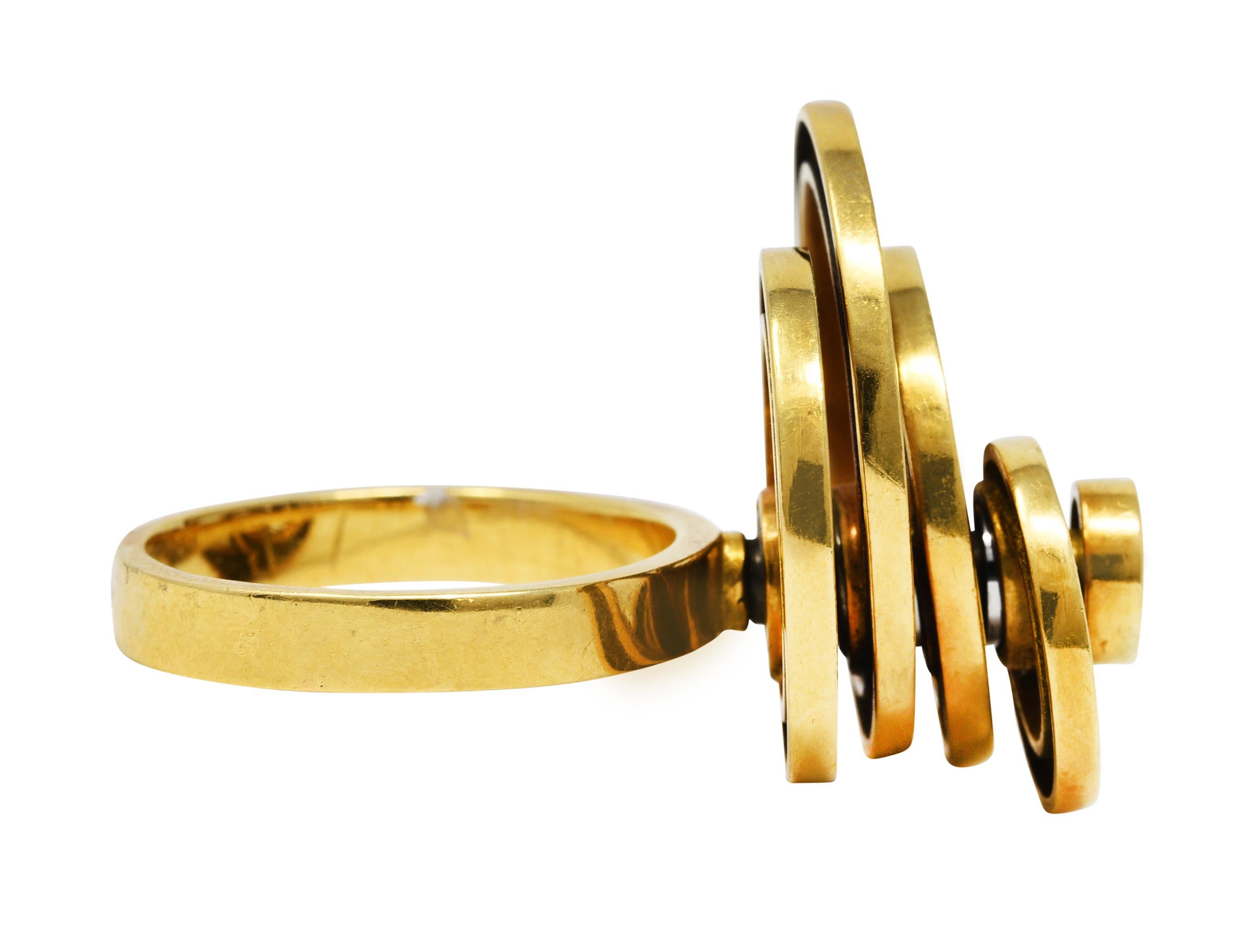 Contemporary French 1960's Vintage 18 Karat Yellow Gold Fidget Spinner Ring