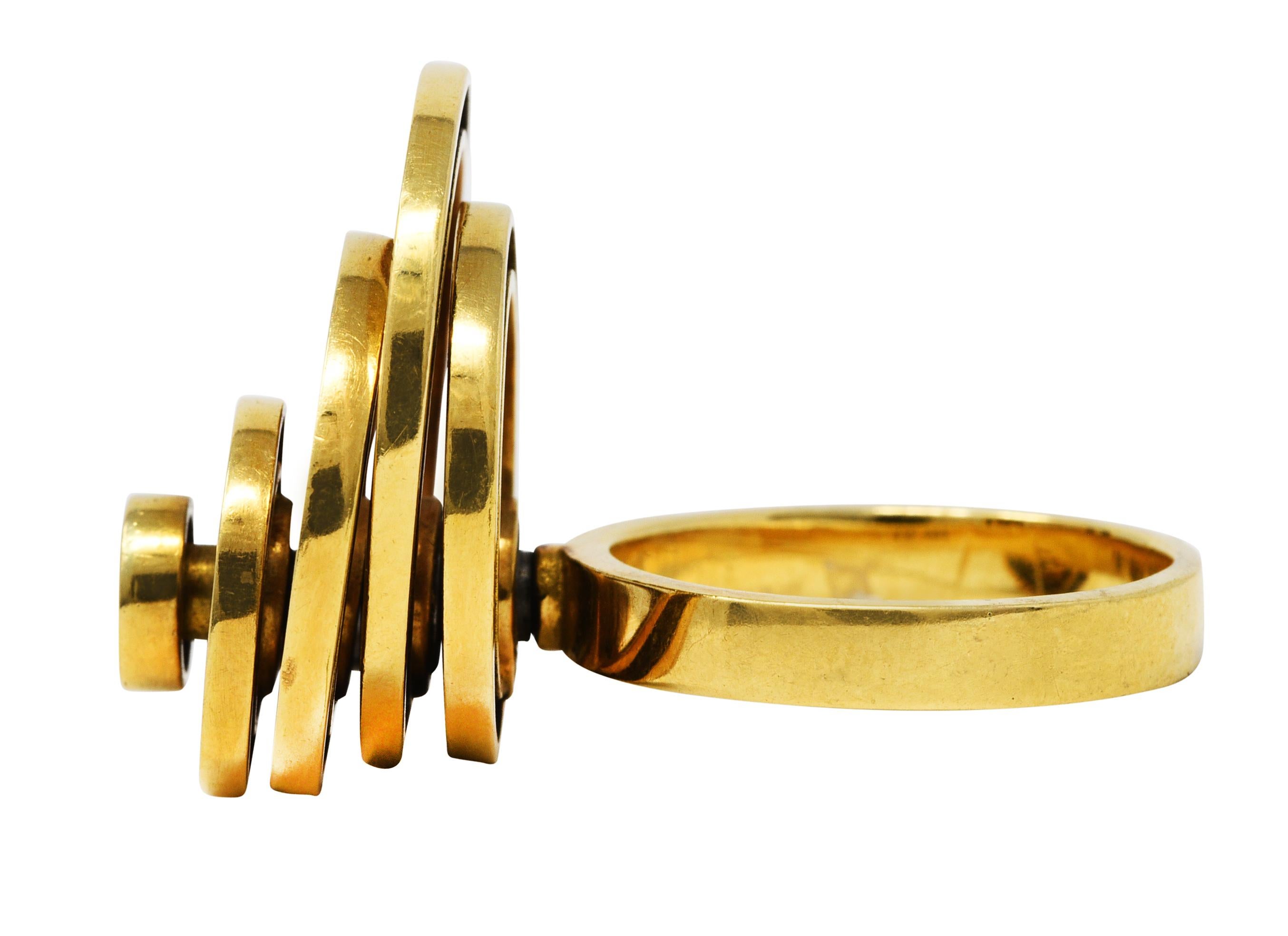 Women's or Men's French 1960's Vintage 18 Karat Yellow Gold Fidget Spinner Ring