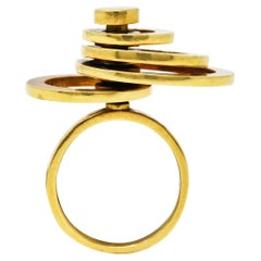 French 1960's Vintage 18 Karat Yellow Gold Fidget Spinner Ring