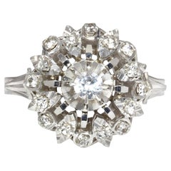 French 1960s White Sapphire 18 Karat White Gold Ring