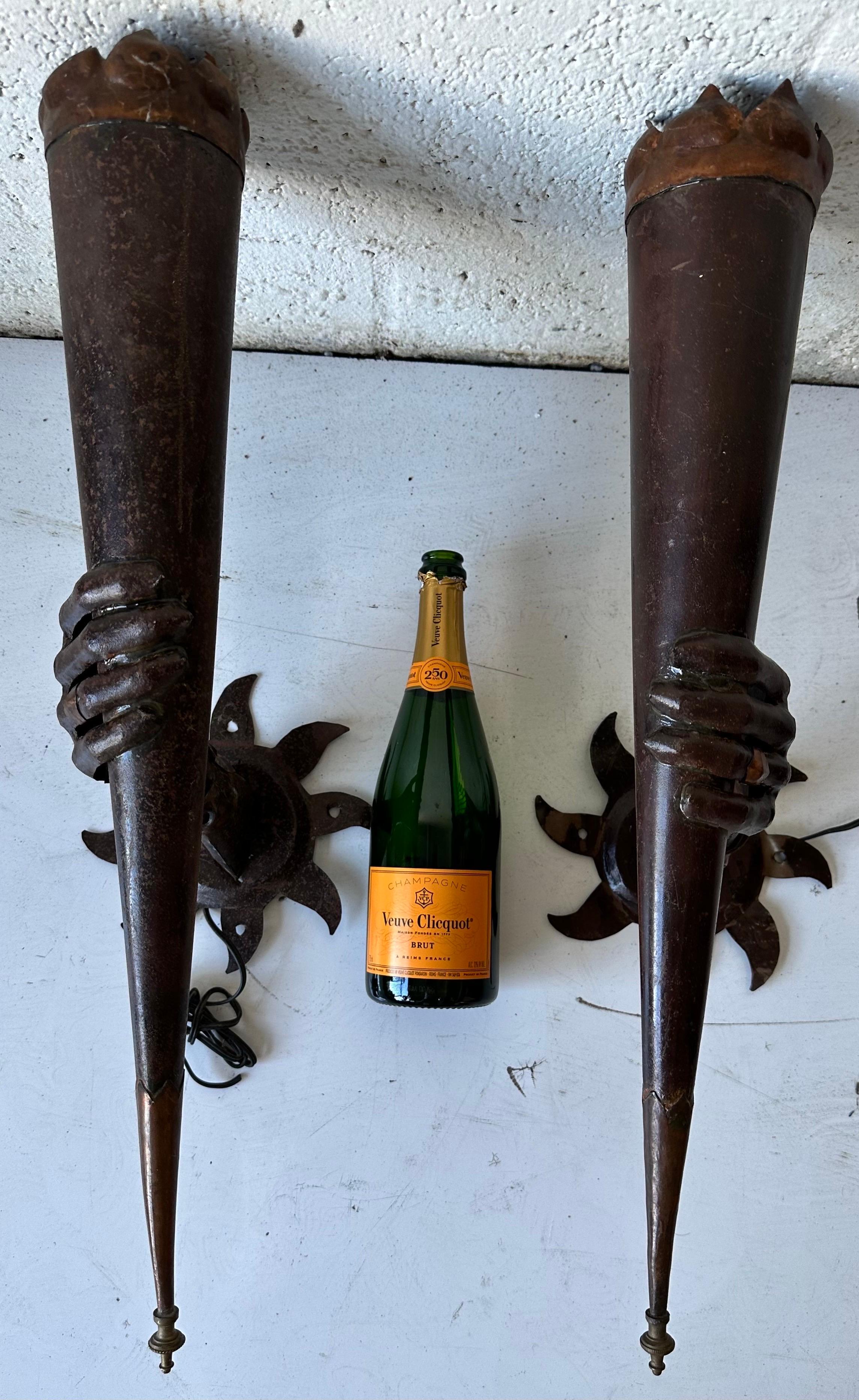 French 1960’s  Wrought Iron Torchieres For Sale 5