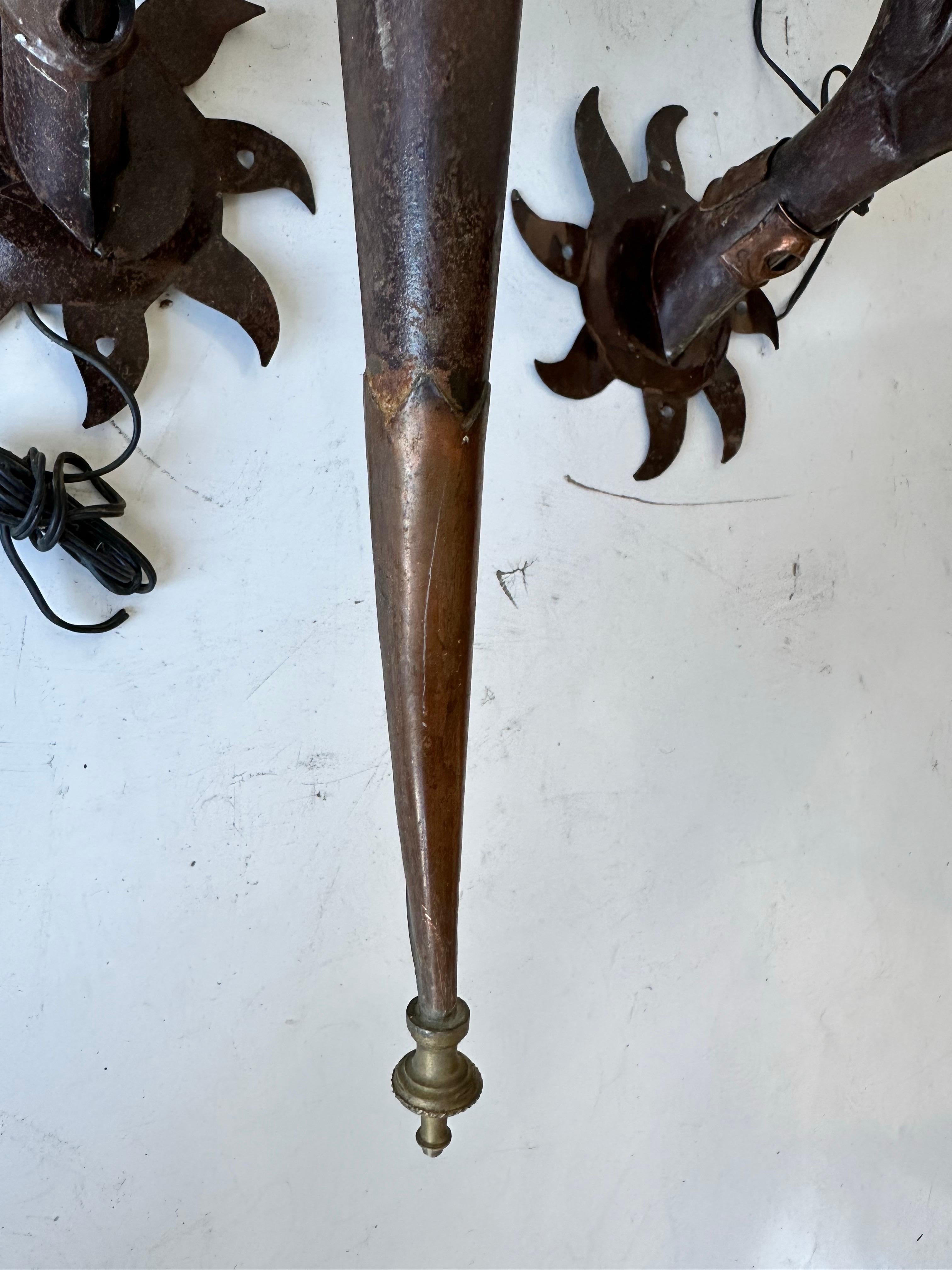 Mid-20th Century French 1960’s  Wrought Iron Torchieres For Sale