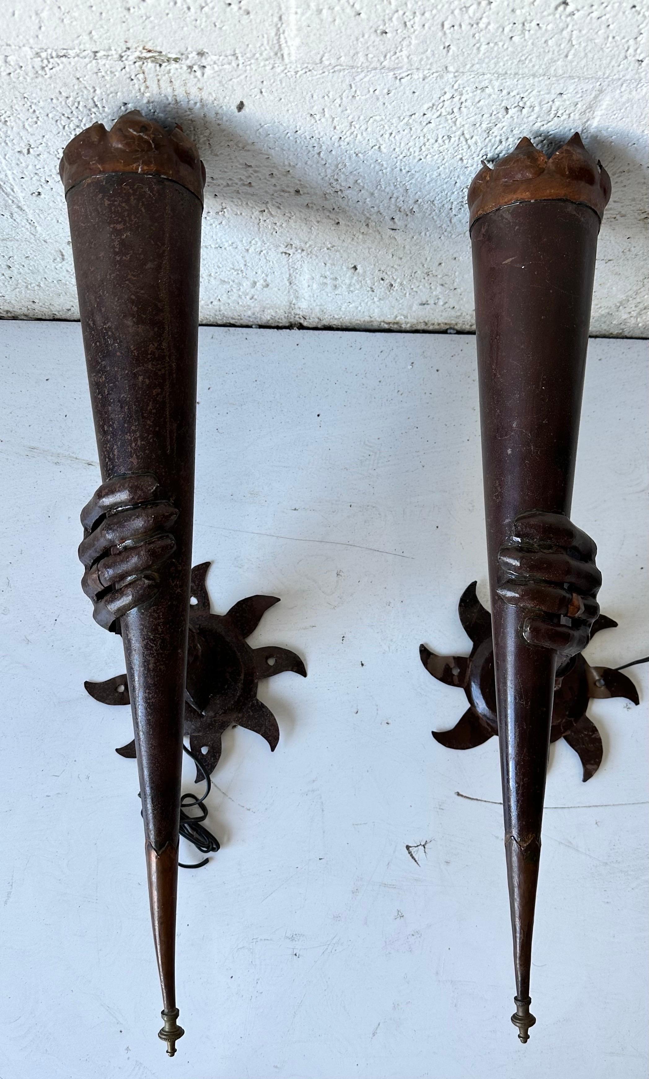 French 1960’s  Wrought Iron Torchieres For Sale 1
