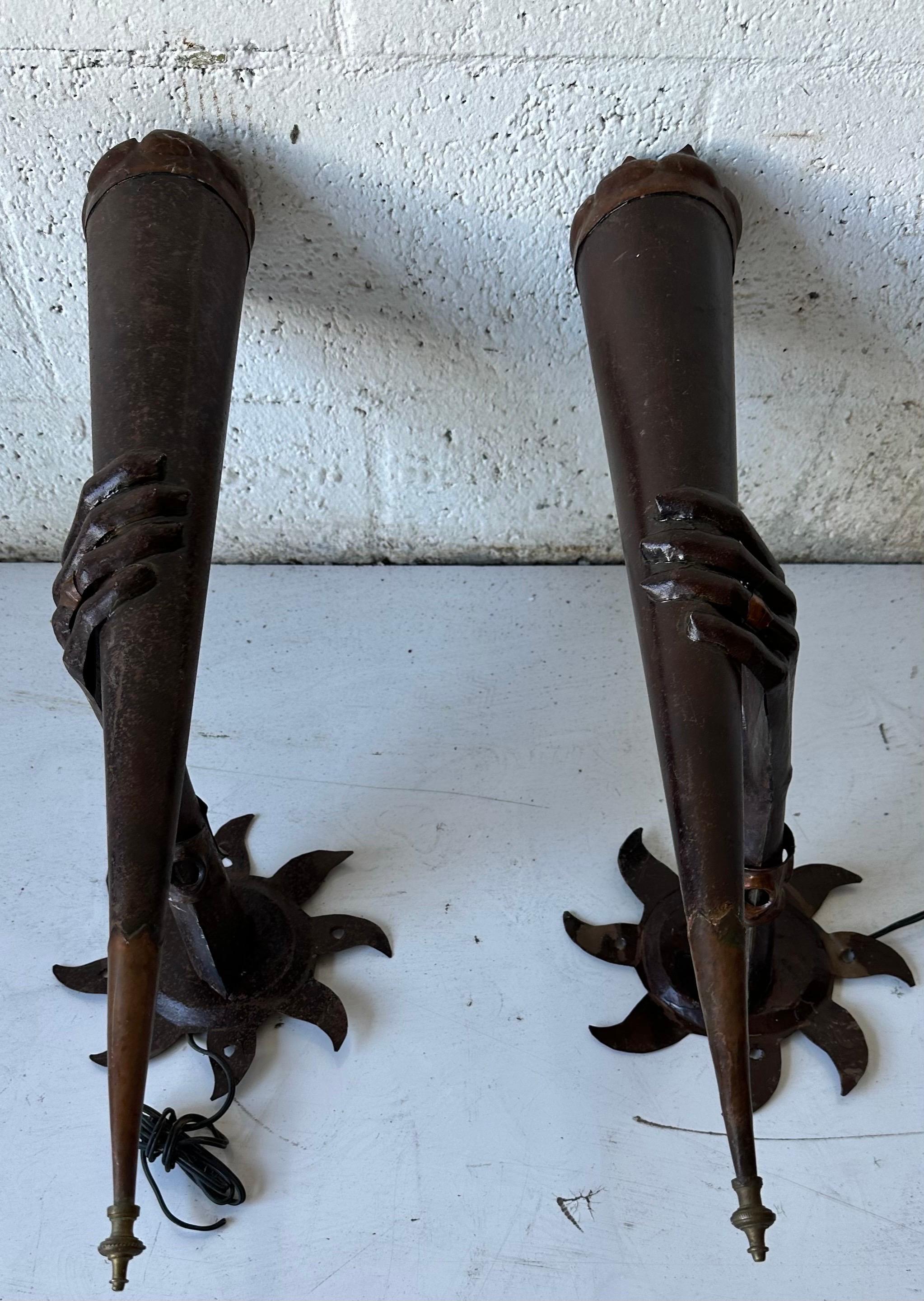 French 1960’s  Wrought Iron Torchieres For Sale 2