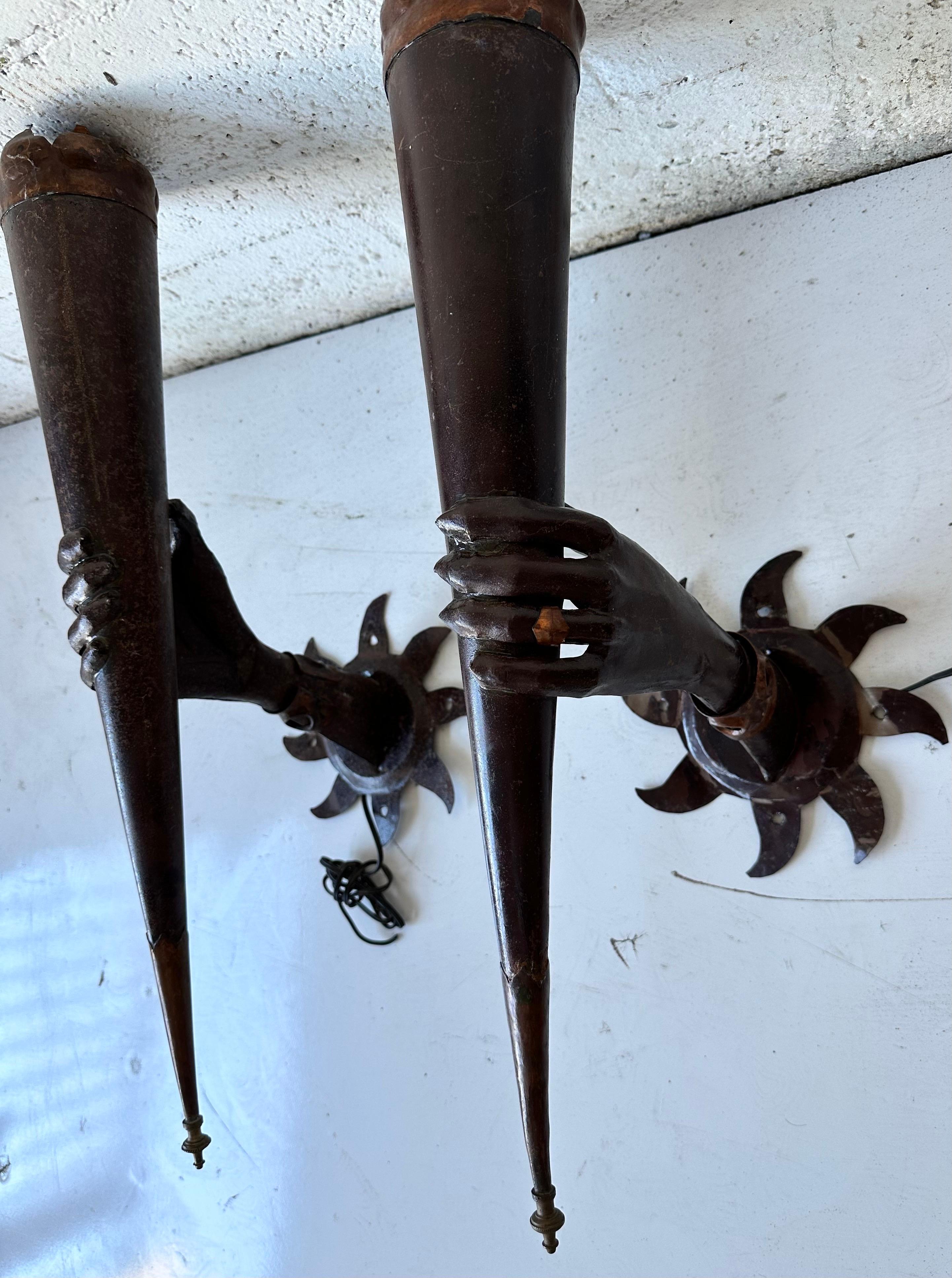 French 1960’s  Wrought Iron Torchieres For Sale 3
