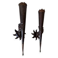 French 1960’s  Wrought Iron Torchieres