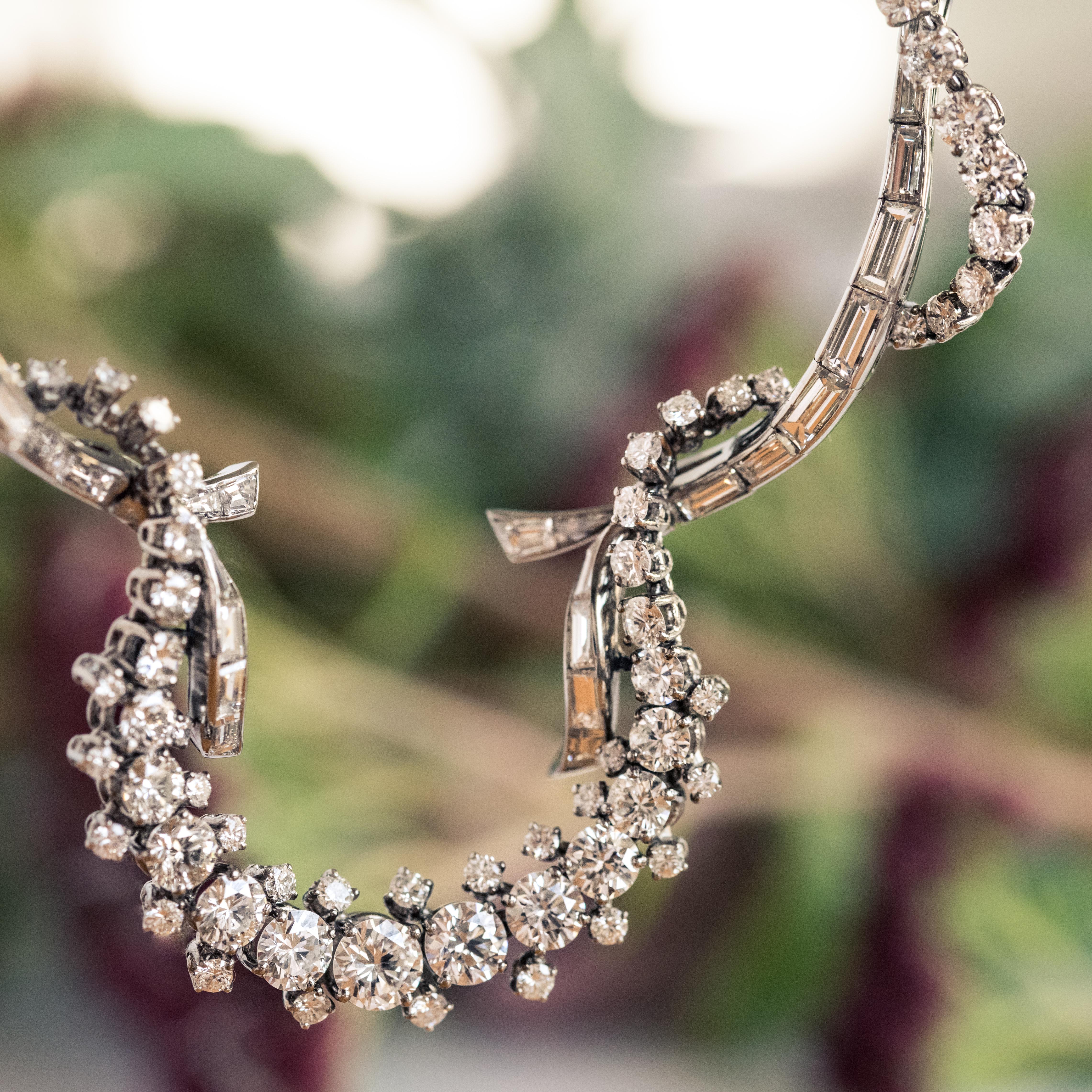 Mauboussin Halskette aus Platin mit 15 Karat Diamanten aus 18 Karat Weigold (Retro) im Angebot