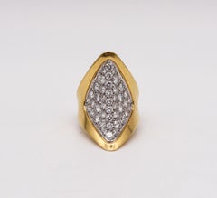 French 1970 Aerodynamic Ring in 18kt Gold Platinum with 3.87ctw in Diamonds