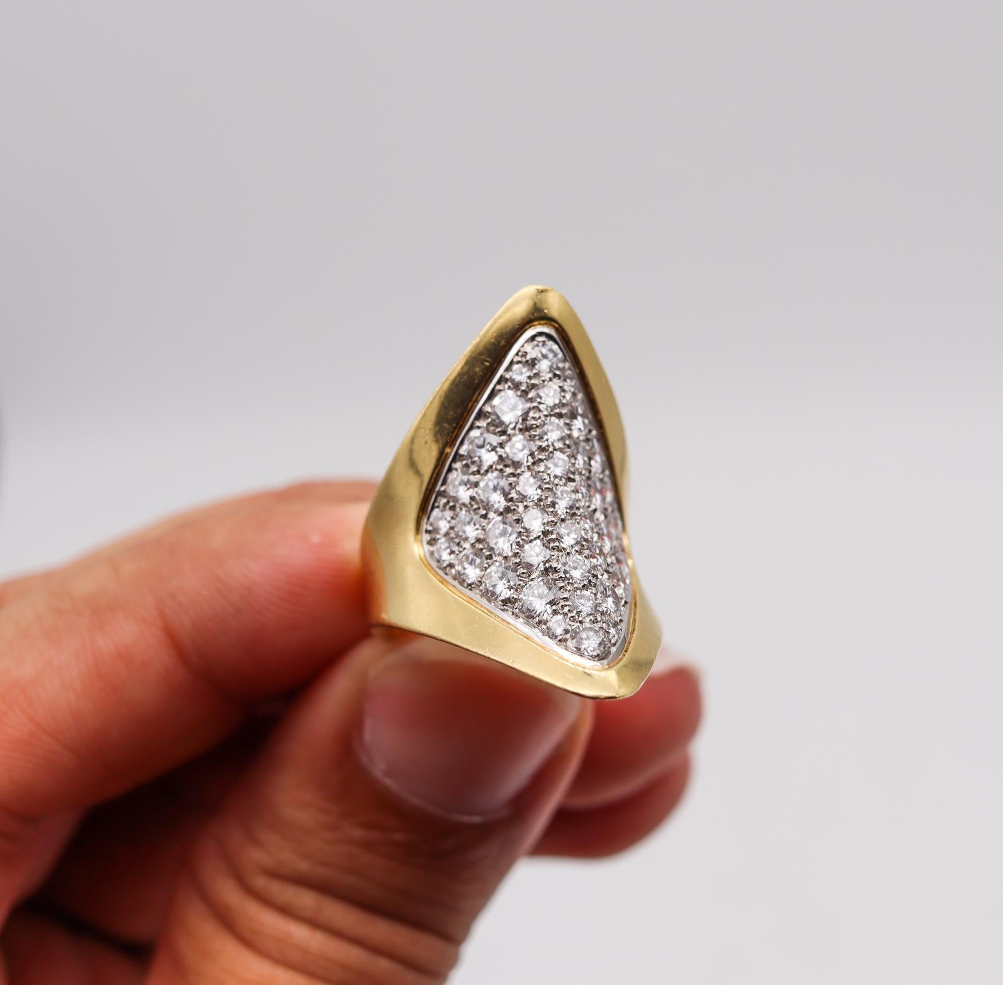 Women's French 1970 Aerodynamic Ring in 18kt Gold Platinum with 3.87ctw in Diamonds