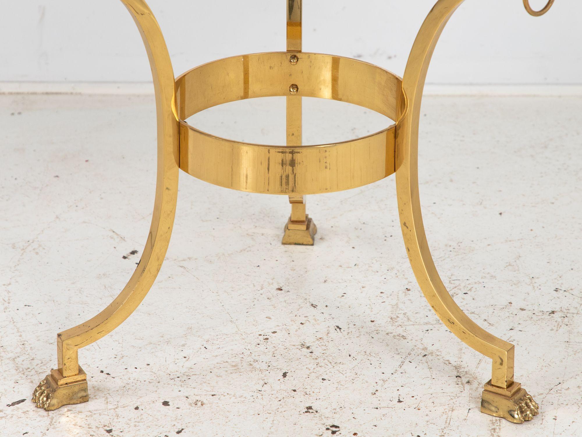 French 1970 Empire Style Side Table with White Marble Top For Sale 5