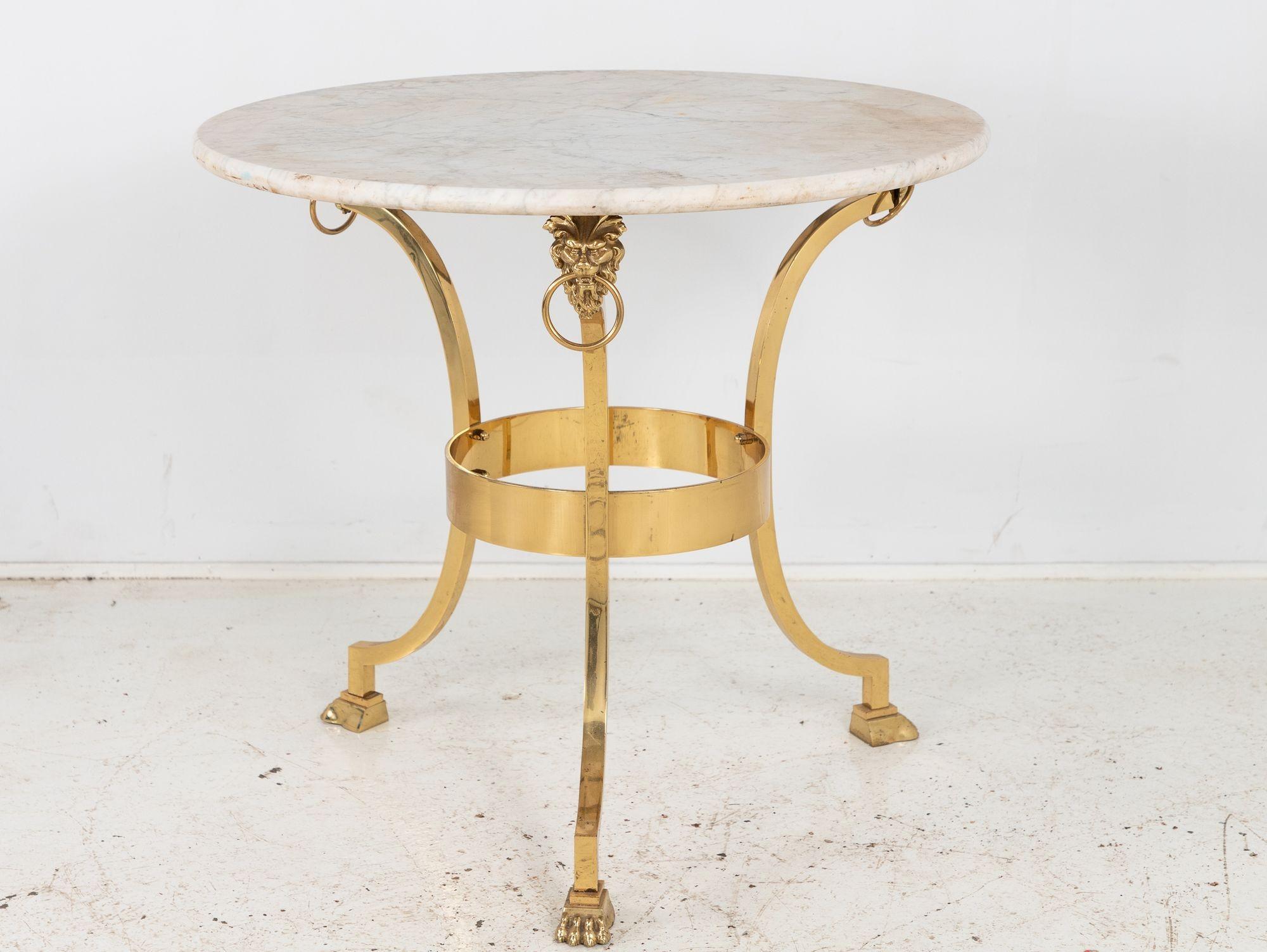 French 1970 Empire Style Side Table with White Marble Top In Good Condition For Sale In South Salem, NY