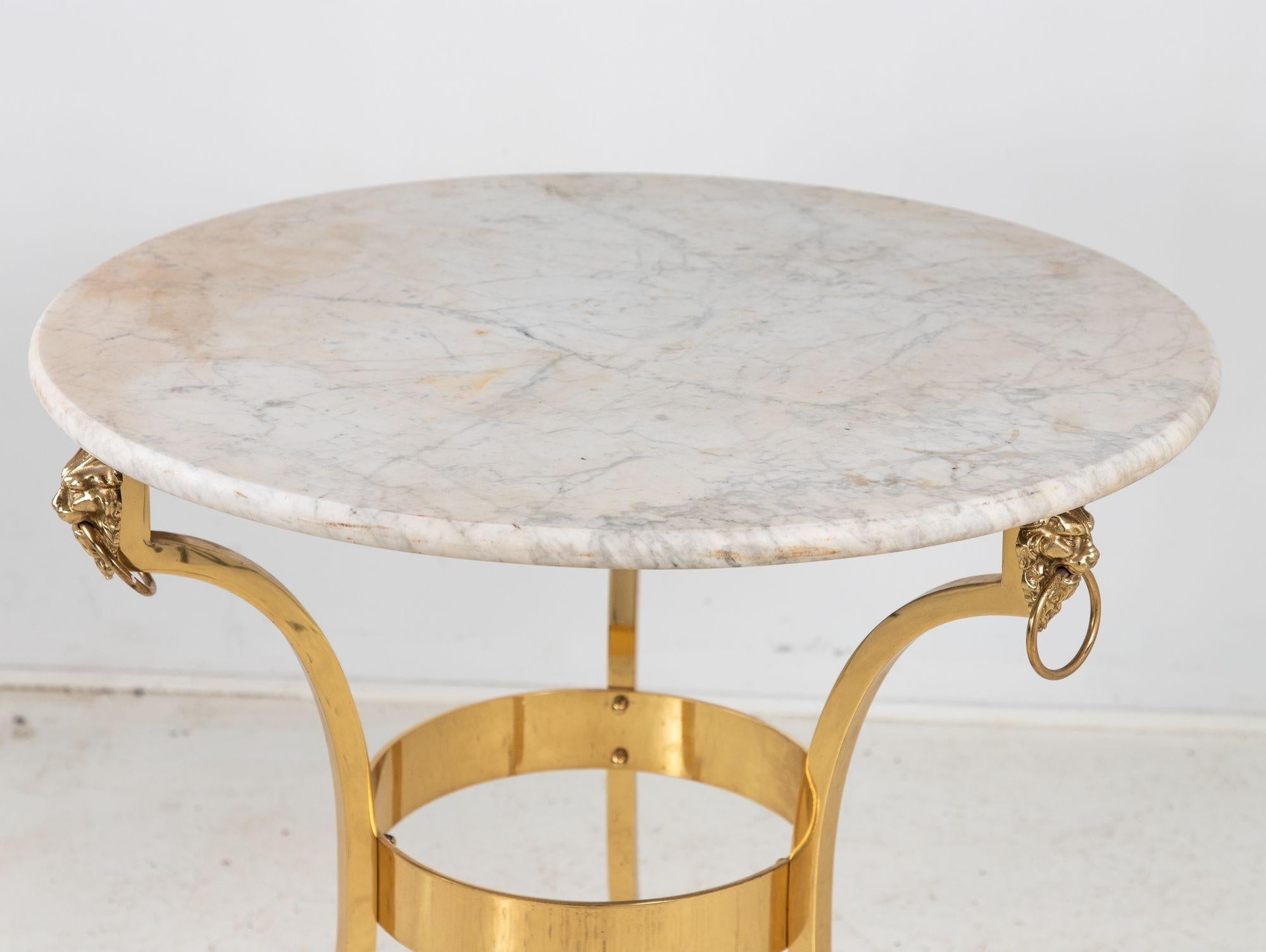 French 1970 Empire Style Side Table with White Marble Top For Sale 3
