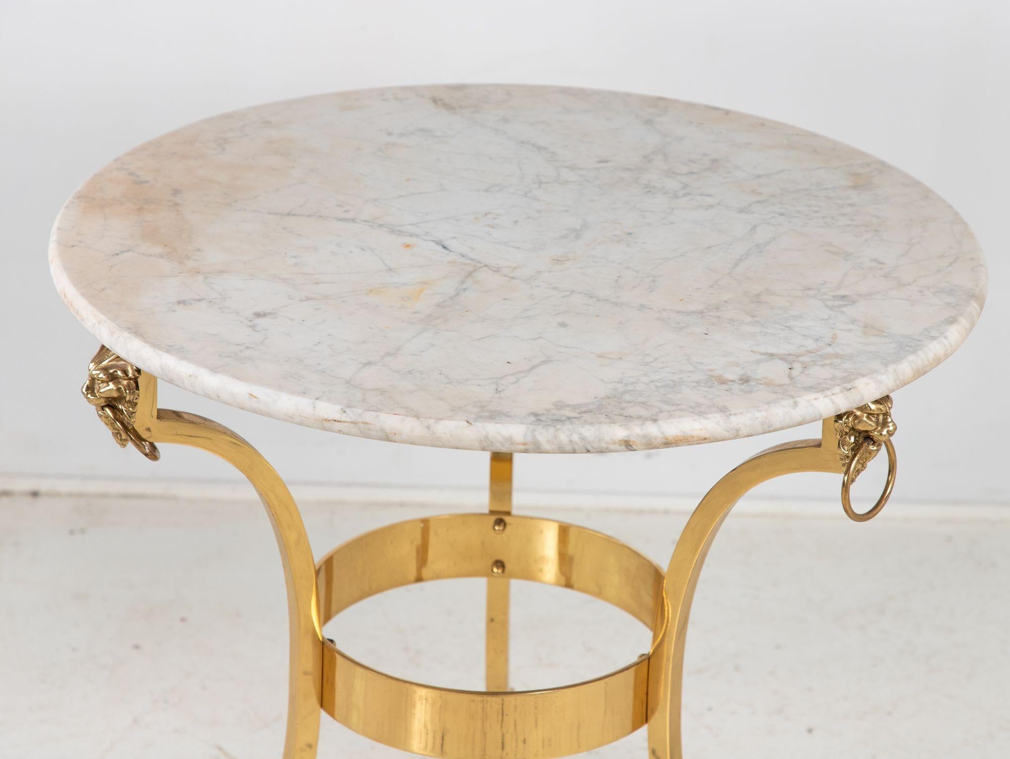 French 1970 Empire Style Side Table with White Marble Top For Sale 4