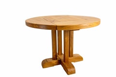 French 1970 Massive Elm Round Dining Table