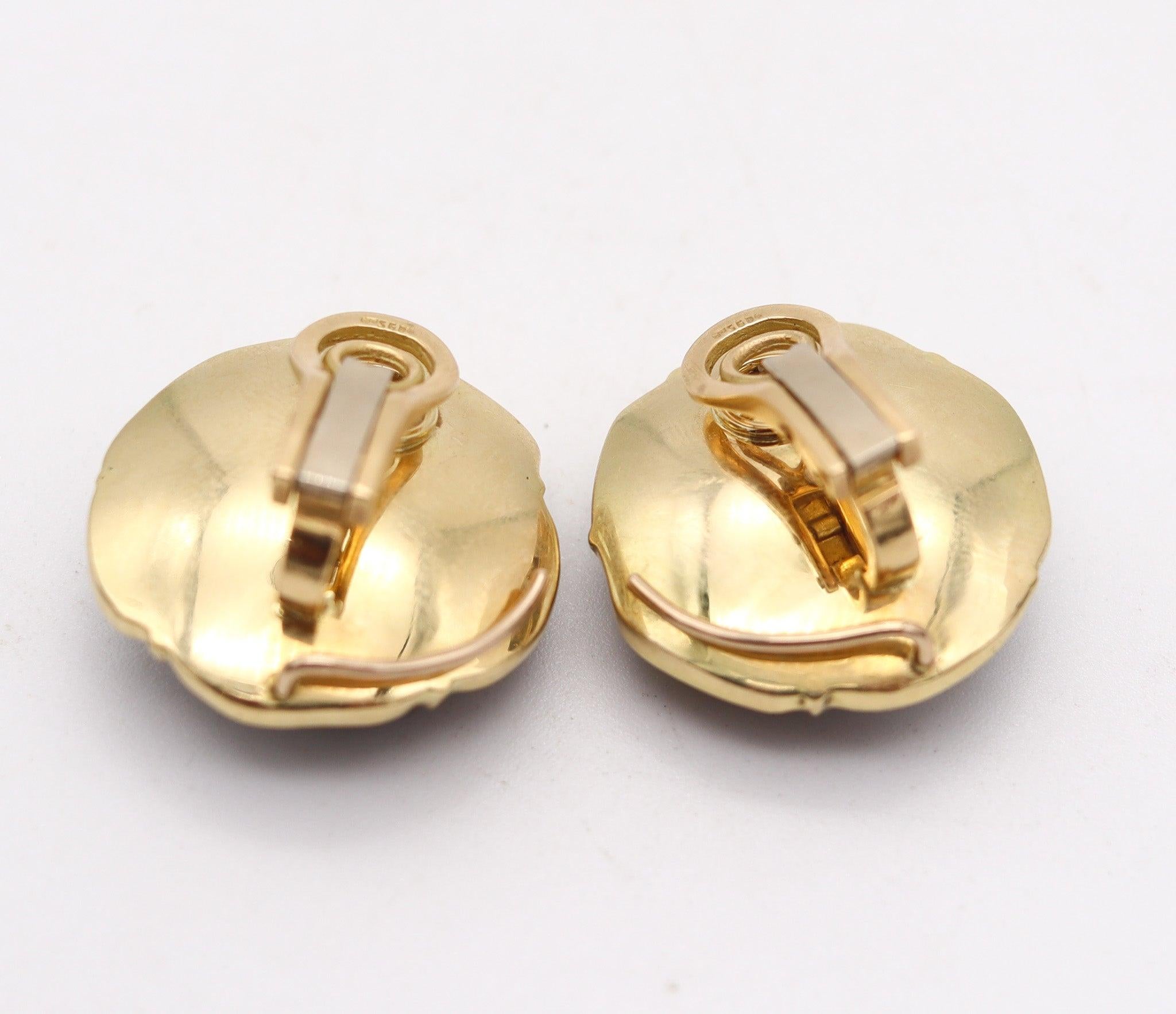 De las mujeres Pendientes Modernistas FRANCESES 1970 Oro 18Kt Con Diamantes y Labradoritas 30,20 qt en venta