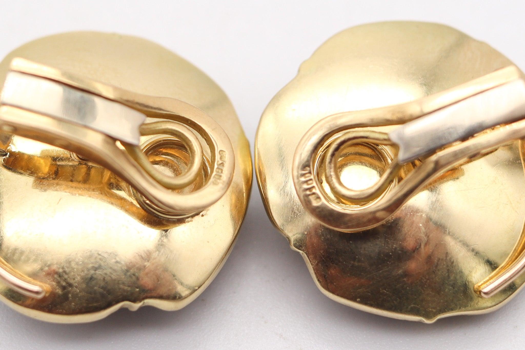 Pendientes Modernistas FRANCESES 1970 Oro 18Kt Con Diamantes y Labradoritas 30,20 qt en venta 1