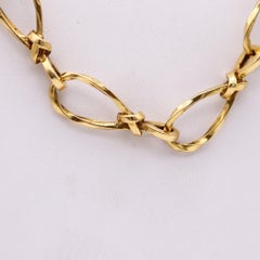 French 1970 Modernist Twisted Links Long Sautoir Chain In 18 Kt Yellow Gold